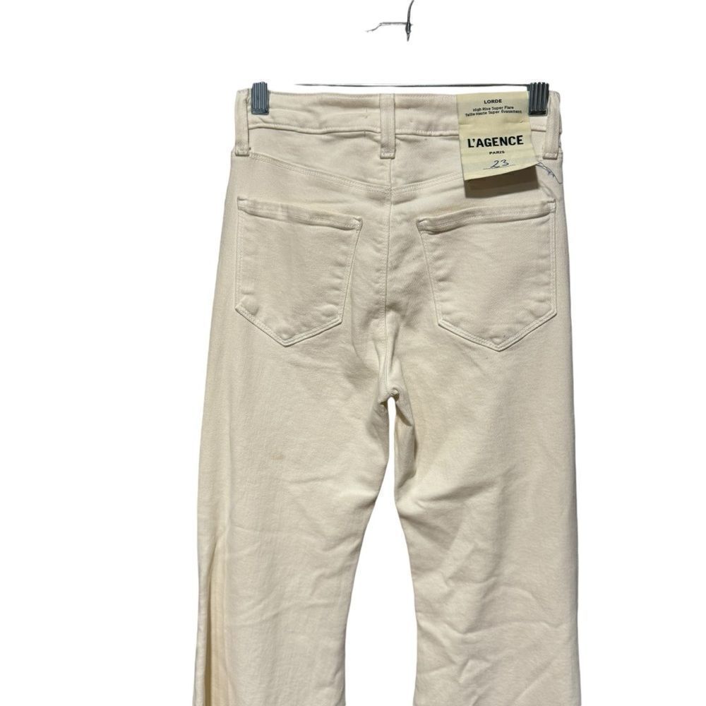 Revolve L'Agence Lorde Super High Rise Flare Jeans in Vintage White Size 23 - Picture 8 of 10
